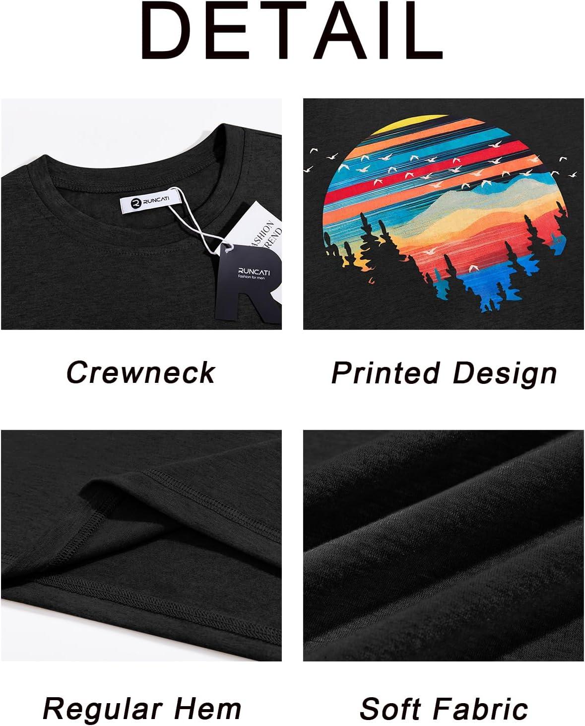 imageRuncati Mens Short Sleeve TShirts Graphic Crewneck Casual Printed Tee Summer Beach Hawaiian Vintage ShirtsBlack