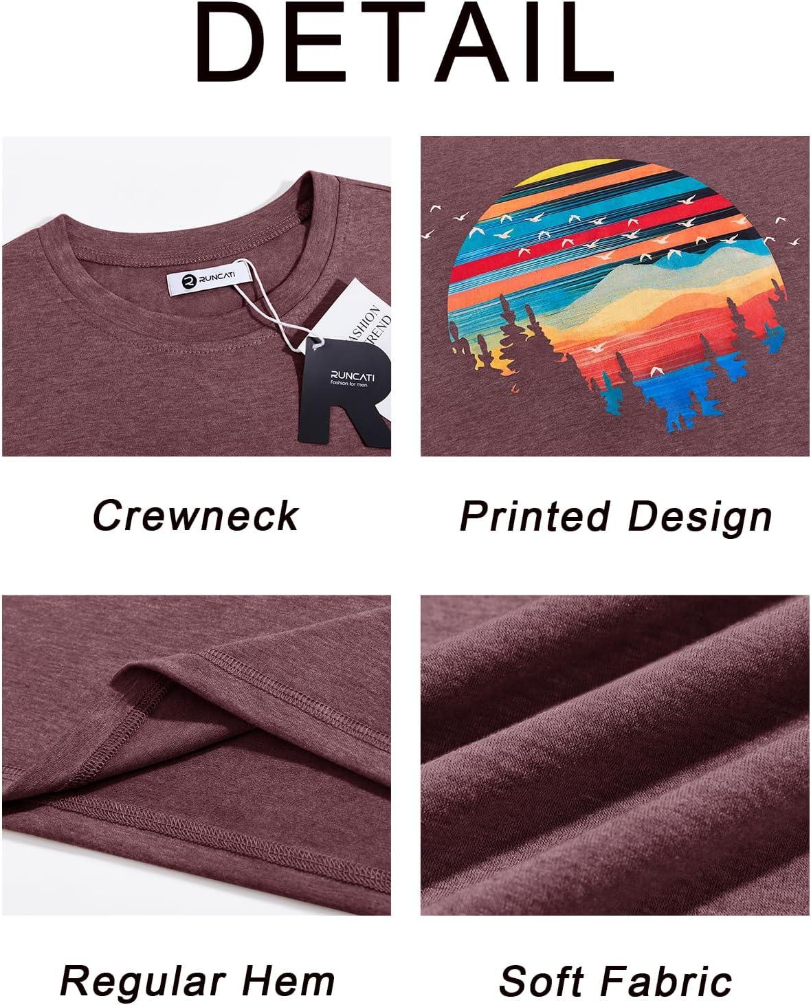 imageRuncati Mens Short Sleeve TShirts Graphic Crewneck Casual Printed Tee Summer Beach Hawaiian Vintage ShirtsBurgundy