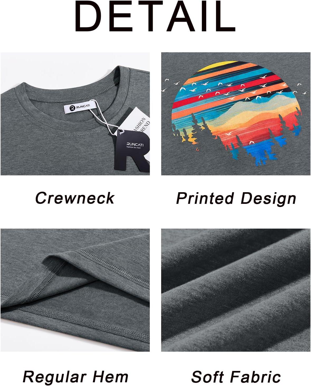 imageRuncati Mens Short Sleeve TShirts Graphic Crewneck Casual Printed Tee Summer Beach Hawaiian Vintage ShirtsGrey