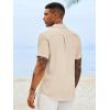 Runcati Mens Button Down Shirts Casual Short Sleeve Linen Shirt Summer Beach Textured Tops with Pocket(Beige)