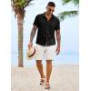 Runcati Mens Button Down Shirts Casual Short Sleeve Linen Shirt Summer Beach Textured Tops with Pocket(Black)