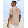 Runcati Mens Button Down Shirts Casual Short Sleeve Linen Shirt Summer Beach Textured Tops with Pocket(Light Khaki)
