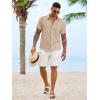Runcati Mens Button Down Shirts Casual Short Sleeve Linen Shirt Summer Beach Textured Tops with Pocket(Light Khaki)