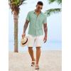 Runcati Mens Button Down Shirts Casual Short Sleeve Linen Shirt Summer Beach Textured Tops with Pocket(Mint)