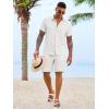 Runcati Mens Button Down Shirts Casual Short Sleeve Linen Shirt Summer Beach Textured Tops with Pocket(White)