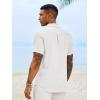 Runcati Mens Button Down Shirts Casual Short Sleeve Linen Shirt Summer Beach Textured Tops with Pocket(White)