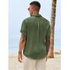 Runcati Mens Button Down Shirts Casual Short Sleeve Shirt Textured Linen Summer Beach Tops with Pocket(Army Green)