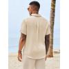 Runcati Mens Button Down Shirts Casual Short Sleeve Shirt Textured Linen Summer Beach Tops with Pocket(Beige)
