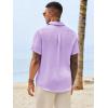 Runcati Mens Button Down Shirts Casual Short Sleeve Shirt Textured Linen Summer Beach Tops with Pocket(Light Purple)