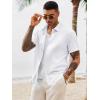 Runcati Mens Button Down Shirts Casual Short Sleeve Shirt Textured Linen Summer Beach Tops with Pocket(White)