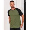 Runcati Mens Casual Slim Fit T Shirts Raglan Short Sleeve Crewneck Baseball Tees Color Block Workout Fashion Shirt(Army Green)