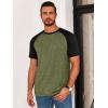 Runcati Mens Casual Slim Fit T Shirts Raglan Short Sleeve Crewneck Baseball Tees Color Block Workout Fashion Shirt(Army Green)