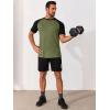 Runcati Mens Casual Slim Fit T Shirts Raglan Short Sleeve Crewneck Baseball Tees Color Block Workout Fashion Shirt(Army Green)