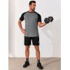 Runcati Mens Casual Slim Fit T Shirts Raglan Short Sleeve Crewneck Baseball Tees Color Block Workout Fashion Shirt(Black)