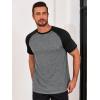 Runcati Mens Casual Slim Fit T Shirts Raglan Short Sleeve Crewneck Baseball Tees Color Block Workout Fashion Shirt(Black)