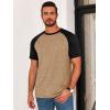 Runcati Mens Casual Slim Fit T Shirts Raglan Short Sleeve Crewneck Baseball Tees Color Block Workout Fashion Shirt(Brown)
