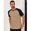 Runcati Mens Casual Slim Fit T Shirts Raglan Short Sleeve Crewneck Baseball Tees Color Block Workout Fashion Shirt(Brown)