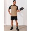 Runcati Mens Casual Slim Fit T Shirts Raglan Short Sleeve Crewneck Baseball Tees Color Block Workout Fashion Shirt(Brown)