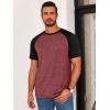 Runcati Mens Casual Slim Fit T Shirts Raglan Short Sleeve Crewneck Baseball Tees Color Block Workout Fashion Shirt(Burgundy)