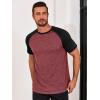 Runcati Mens Casual Slim Fit T Shirts Raglan Short Sleeve Crewneck Baseball Tees Color Block Workout Fashion Shirt(Burgundy)