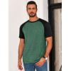 Runcati Mens Casual Slim Fit T Shirts Raglan Short Sleeve Crewneck Baseball Tees Color Block Workout Fashion Shirt(Dark Green)
