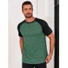 Runcati Mens Casual Slim Fit T Shirts Raglan Short Sleeve Crewneck Baseball Tees Color Block Workout Fashion Shirt(Dark Green)