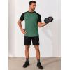 Runcati Mens Casual Slim Fit T Shirts Raglan Short Sleeve Crewneck Baseball Tees Color Block Workout Fashion Shirt(Dark Green)