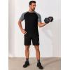 Runcati Mens Casual Slim Fit T Shirts Raglan Short Sleeve Crewneck Baseball Tees Color Block Workout Fashion Shirt(Grey)