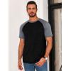 Runcati Mens Casual Slim Fit T Shirts Raglan Short Sleeve Crewneck Baseball Tees Color Block Workout Fashion Shirt(Grey)