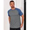 Runcati Mens Casual Slim Fit T Shirts Raglan Short Sleeve Crewneck Baseball Tees Color Block Workout Fashion Shirt(Light Grey)