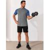 Runcati Mens Casual Slim Fit T Shirts Raglan Short Sleeve Crewneck Baseball Tees Color Block Workout Fashion Shirt(Light Grey)
