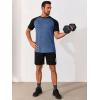 Runcati Mens Casual Slim Fit T Shirts Raglan Short Sleeve Crewneck Baseball Tees Color Block Workout Fashion Shirt(Navy Blue)