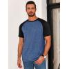 Runcati Mens Casual Slim Fit T Shirts Raglan Short Sleeve Crewneck Baseball Tees Color Block Workout Fashion Shirt(Navy Blue)