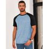 Runcati Mens Casual Slim Fit T Shirts Raglan Short Sleeve Crewneck Baseball Tees Color Block Workout Fashion Shirt(Sky Blue)