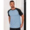 Runcati Mens Casual Slim Fit T Shirts Raglan Short Sleeve Crewneck Baseball Tees Color Block Workout Fashion Shirt(Sky Blue)