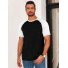 Runcati Mens Casual Slim Fit T Shirts Raglan Short Sleeve Crewneck Baseball Tees Color Block Workout Fashion Shirt(White)