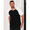 Runcati Mens Casual Slim Fit T Shirts Raglan Short Sleeve Crewneck Baseball Tees Color Block Workout Fashion Shirt(White)