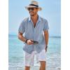 Runcati Mens Guayabera Shirts Short Sleeve Casual Cuban Linen Shirt Button Down Beach Summer Mexican Shirts(Baby Blue)