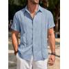 Runcati Mens Guayabera Shirts Short Sleeve Casual Cuban Linen Shirt Button Down Beach Summer Mexican Shirts(Baby Blue)