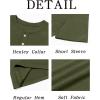 Runcati Mens Henley Shirt Short Sleeve Casual Button Basic Tees Slim Fit Stretch Summer T Shirts(Army Green)
