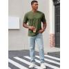 Runcati Mens Henley Shirt Short Sleeve Casual Button Basic Tees Slim Fit Stretch Summer T Shirts(Army Green)