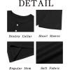 Runcati Mens Henley Shirt Short Sleeve Casual Button Basic Tees Slim Fit Stretch Summer T Shirts(Black)