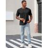 Runcati Mens Henley Shirt Short Sleeve Casual Button Basic Tees Slim Fit Stretch Summer T Shirts(Black)