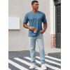 Runcati Mens Henley Shirt Short Sleeve Casual Button Basic Tees Slim Fit Stretch Summer T Shirts(Bluish Grey)