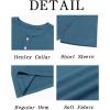 Runcati Mens Henley Shirt Short Sleeve Casual Button Basic Tees Slim Fit Stretch Summer T Shirts(Bluish Grey)