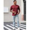 Runcati Mens Henley Shirt Short Sleeve Casual Button Basic Tees Slim Fit Stretch Summer T Shirts(Burgundy)