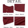 Runcati Mens Henley Shirt Short Sleeve Casual Button Basic Tees Slim Fit Stretch Summer T Shirts(Burgundy)