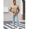 Runcati Mens Henley Shirt Short Sleeve Casual Button Basic Tees Slim Fit Stretch Summer T Shirts(Khaki)