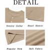Runcati Mens Henley Shirt Short Sleeve Casual Button Basic Tees Slim Fit Stretch Summer T Shirts(Khaki)