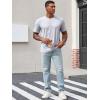 Runcati Mens Henley Shirt Short Sleeve Casual Button Basic Tees Slim Fit Stretch Summer T Shirts(Light Grey)